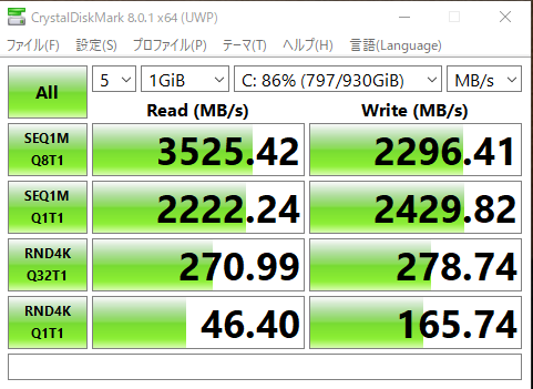 Samsung SSD 970 EVO 1TBベンチマークテスト